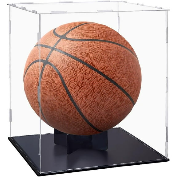 Basketball Display Case Clear Acrylic Basketball Box Holder with Stand Soccer Ball Showcase Sports Memorabilia Protector 10.35x10.35x12.44 inch Colorful