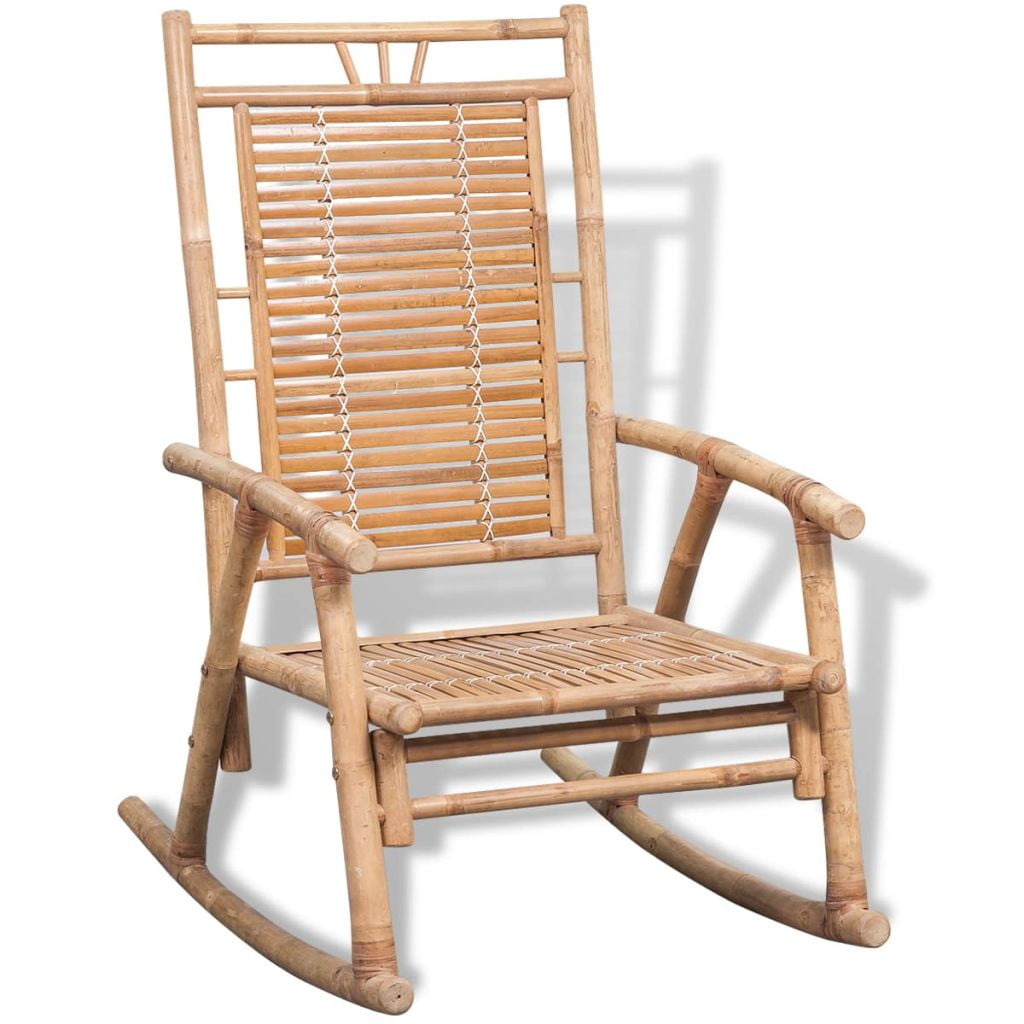 Kepooman Outdoor Patio Bamboo Rocking Chair for Porch Deck, Brown Kepooman Outdoor Patio Bamboo Rocking Chair for Porch Deck, Brown