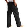 thumbnail image 6 of Dwelliawo Men's Baggy Pants Elastic Waist Straight Leg Workout Pants Athletic Lounge Loose Sweatpants with Pocket Drawstring Lightweight Pant Black L, 6 of 7