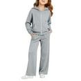thumbnail image 2 of YunPes Girls Zip Up Sweatshirt Pants Set 2-Piece Long Sleeve Hoodie Track Pants Outfits Winter Casual Trendy&nbsp;Athletic Sweatsuit, 2 of 6