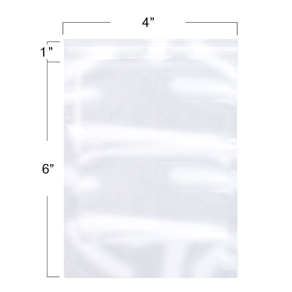 500 Clear Reclosable Plastic Bags Poly Resealable Bags, 4" x 6