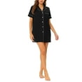 thumbnail image 2 of Unique Bargains Women's Summer Short Sleeves Button Down Sleepshirt, 2 of 5