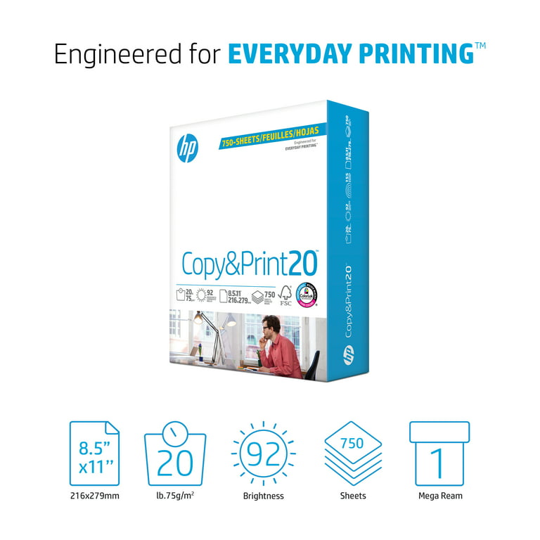 HP Ultra White Multipurpose Printer Paper, Letter, 20lb, 96-Bright, 3 Reams  of 500 sheets