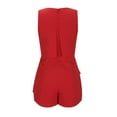 thumbnail image 6 of Mqqzkk Womens Romper Skort Casual Summer Trendy Jumpsuit Sleeveless Ruffle Beach Short Jumpsuit with Pockets Red M, 6 of 6