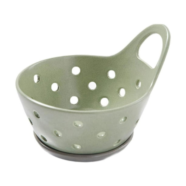 Cesta de frutas, colador de frutas, frutero con asa, bol decorativo para escurrir Verde