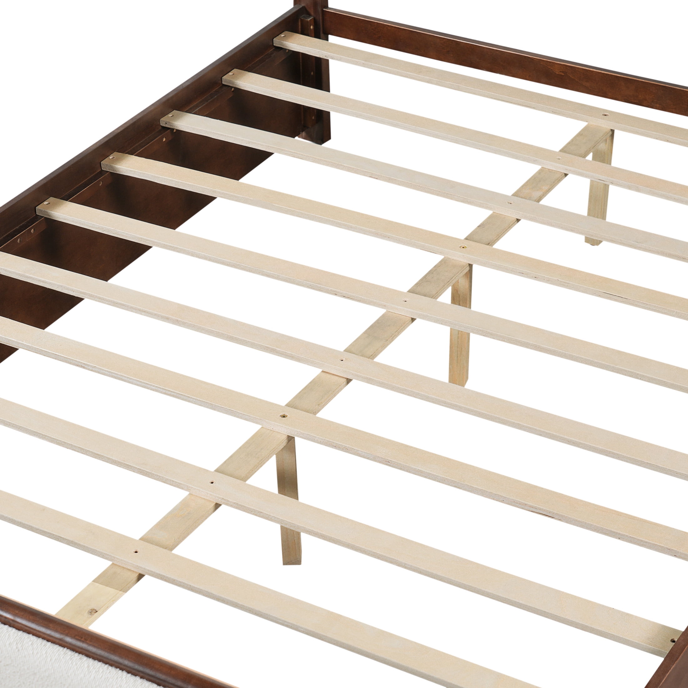 Christopher Knight Home Modern Queen Wood Bed Frame with Upholstered Headboard and Footboard, Walnut