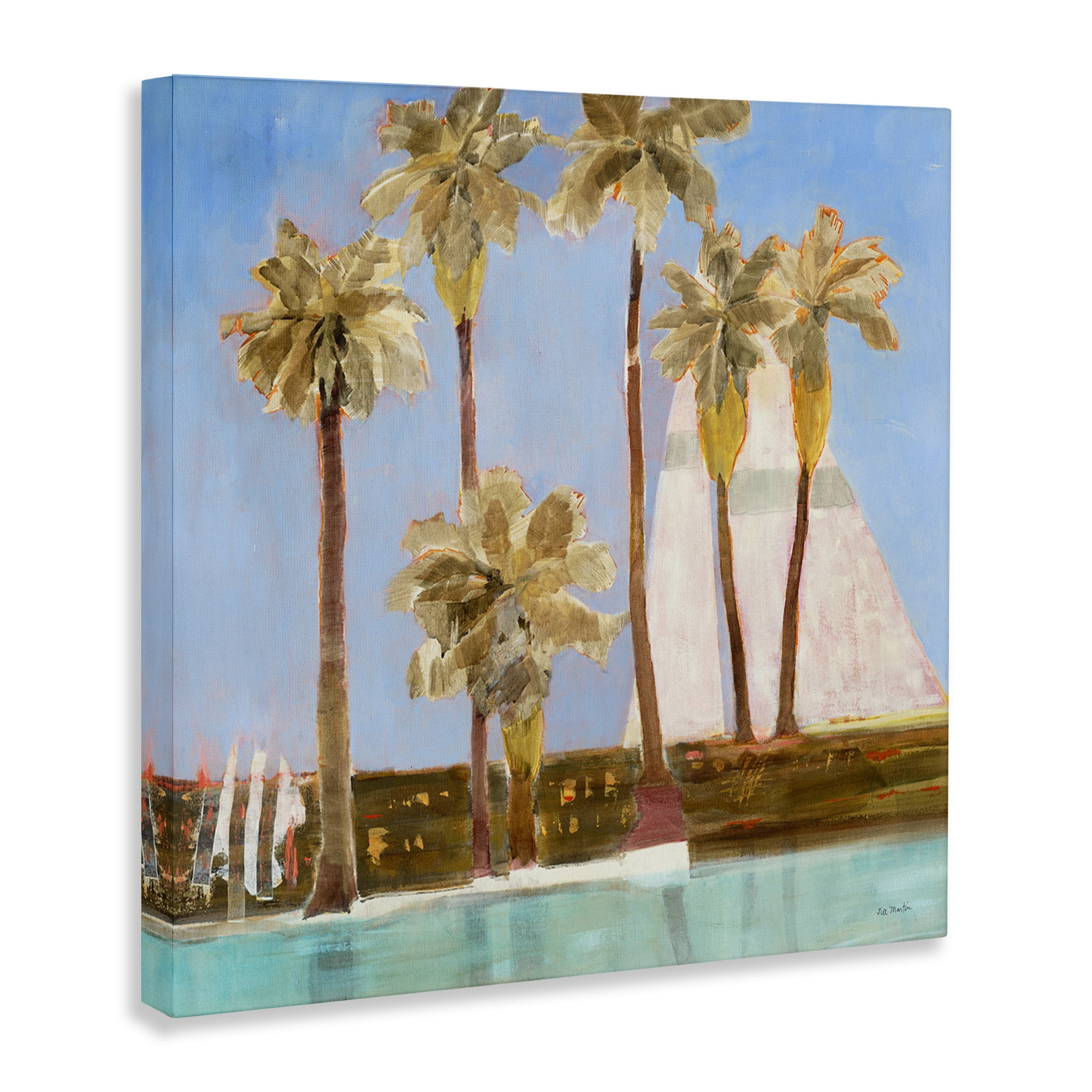Stupell Industries Rustic Tropical Scene Coastal Painting Gallery Wrapped Canvas Art Print Wall Art, 36 x 36