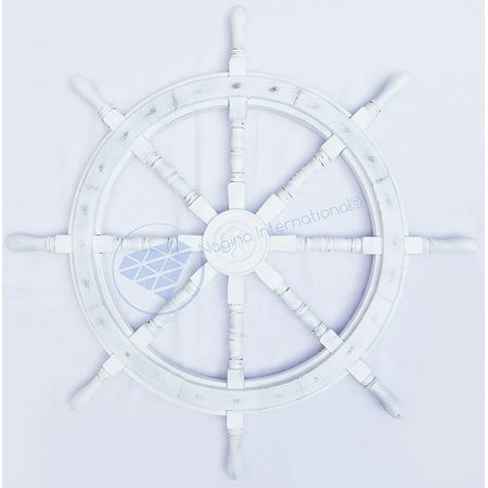 

Wooden Ship Wheel (Antique White - Moonlight) - (18 Inches)