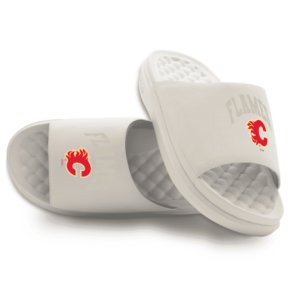 Unisex ISlide Cream Calgary Flames Tonal Pop Motive Slide Sandals