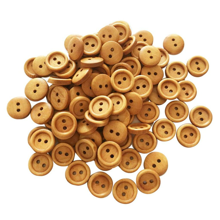 100pcs Wood Buttons Sewing 2 Holes Round Brown Clothing Accessories 13 15mm Light Brown 13mm