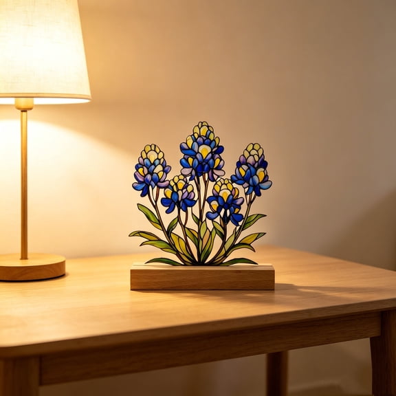 2D Flat Floral Display Table Desktop Decoration, Floral Scenery Tabletop Ornament, Modern Acrylic Flower Centerpiece for Desk Coffee Table Shelf Home Office Living Room Decor Gift Accent