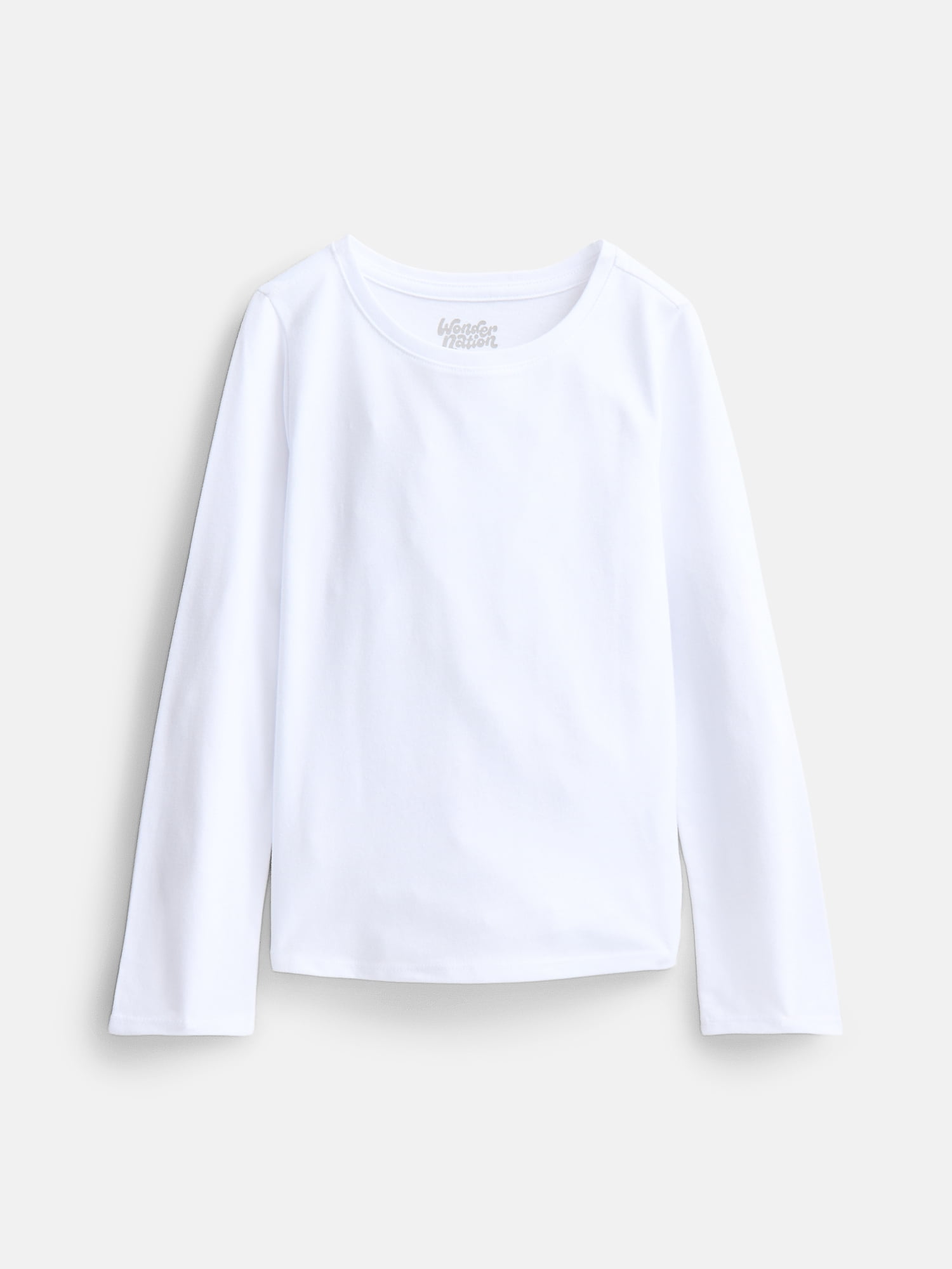 Wonder Nation Girls Kid Tough Tee with Long Sleeves, 3 Pack, Sizes 4-18 & Plus