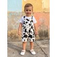 thumbnail image 3 of RUINIXCW Western Toddler Baby Girl Cowgirl Outfit Boy Cowboy Outfits Summer Cow Print Overalls Shorts Sleeveless Adjustable Strap Pockets Bib Overalls Suspender Shorts Romper Jumpsuit, 3 of 9