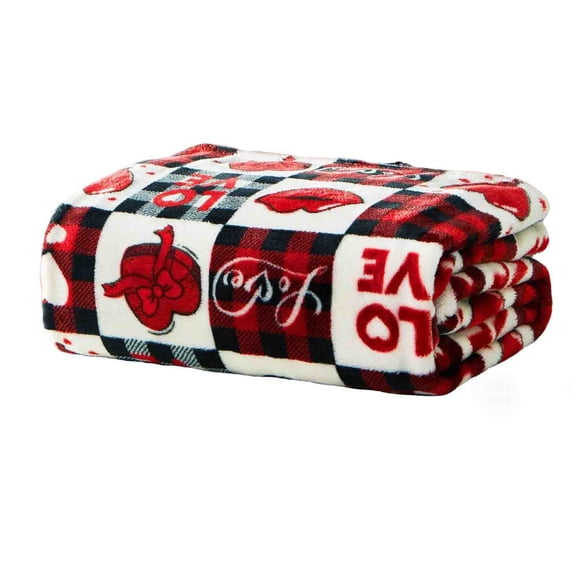 Elainilye Valentine Day Blanket, 40x50 Inch Red Flannel, Soft Conditioning Fabric, Cozy Throw Cover, For Bed Couch and Holiday Gift