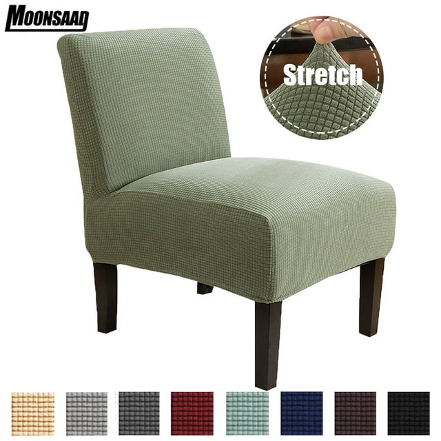 Moonsaad Stretch Textured Plaid Armless Wing Back Chair Slipcover, Spandex Chair Protector Cover, Size: M