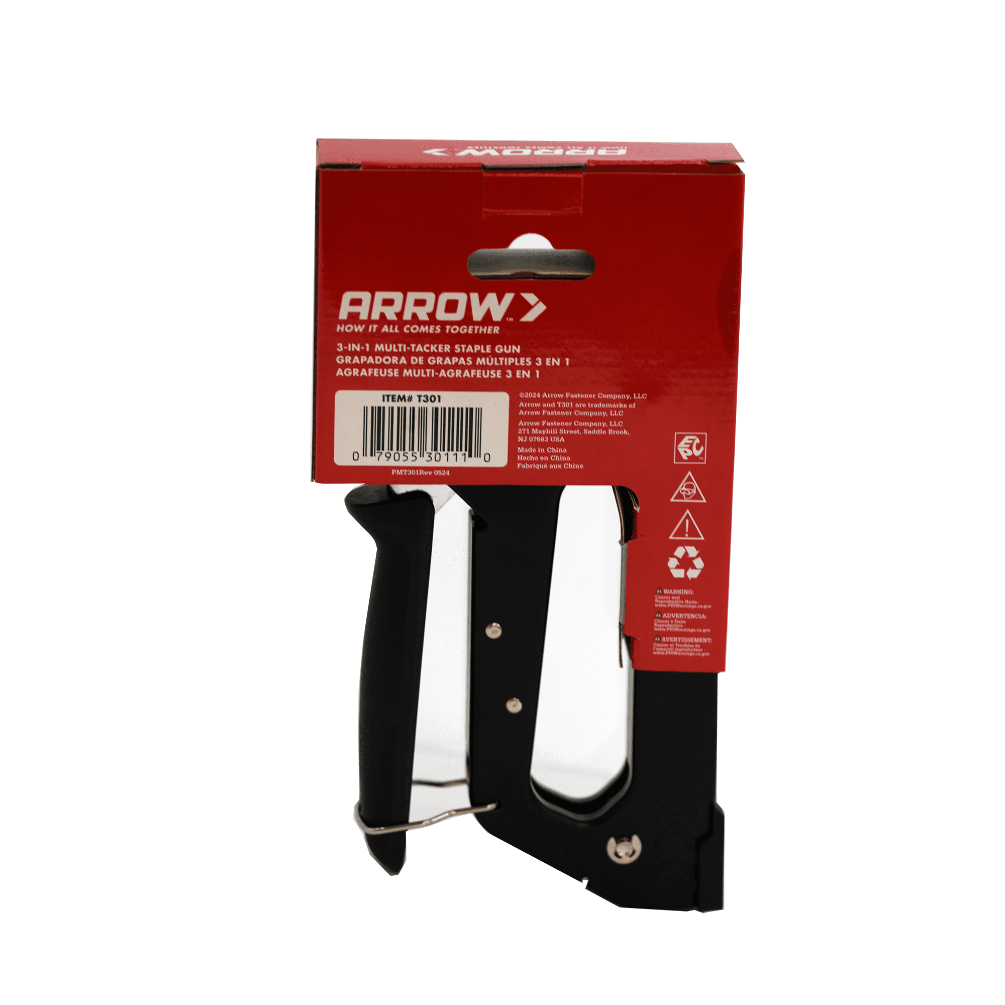 Arrow T301 3-in-1 Manual Staple Gun, T301, Fires Light Duty, Heavy Duty and Cable Staples