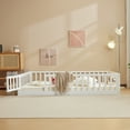 thumbnail image 4 of Zimtown Montessori Floor Bed Frame, Queen Size Kids Toddler Bed with Fence and Door, Wooden Platform Bed, White, 4 of 7