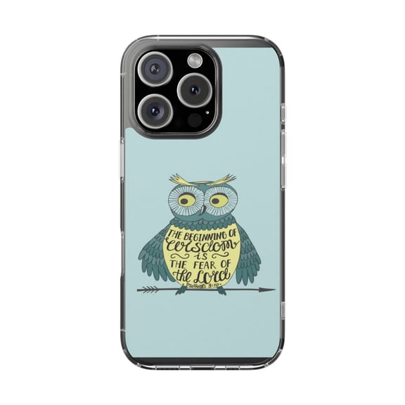 DistinctInk Clear Hybrid Case for Apple iPhone 16 Pro (6.3" Screen) - Beginning of Wisdom is Fear of Lord - Tempered Glass Back