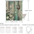 thumbnail image 2 of Rustic Shower Curtain, Farmhouse Shower Curtain, Country Shower Curtain, American Western Style Horse Daisy in Teal Brown Barnwood, 72Wx72H in Shower Curtain with 12 Hooks Retro Bath Decor, 2 of 6