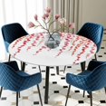 thumbnail image 5 of Elastic Fitted Round Tablecloth, Red Polka Dots Waterproof Stretch Table Cover for 55"-60" Tables, Vintage Abstract Art Watercolor Washable Outdoor Tablecloths for Patio, Picnic, Camping, 5 of 9