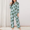 thumbnail image 2 of Honeii Flamingos And Palms print Women's Pajama Sets Long Sleeve Button Down Sleepwear Nightwear Soft Pjs Lounge Sets-Medium, 2 of 7