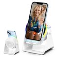 thumbnail image 1 of WJCA Wireless Charging Speaker with Phone Stand, Stereo Sound & RGB Mood Light, 360° Rotating Holder for Mobile Devices, Perfect for Home Office Desk, in White, 1 of 7