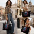 thumbnail image 4 of ZUXONGSY Skull Rose Print Tote Handbag for Women Lightweight Handle Handbag Casual Satchel Handbags with Zipper for Excursions Shopping, 4 of 6