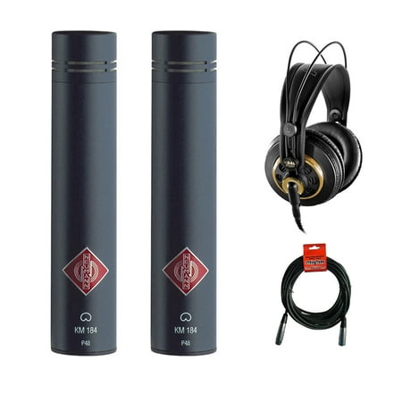 Neumann SKM 184 MT Stereo Matched Microphone Pair (Matte Black) with AKG K 240 Studio Pro Headphones & XLR Cable