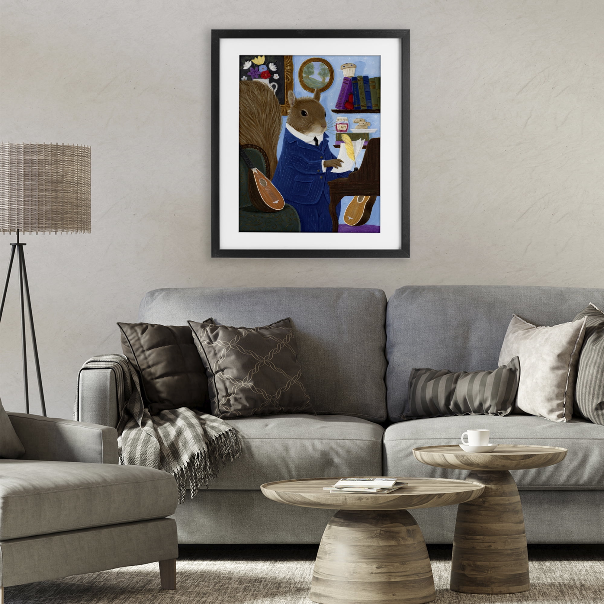 Stupell Industries Gentleman Squirrel Composing Black Framed Print Under Glass, design by Gina Matarazzo