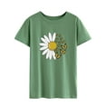 thumbnail image 3 of ZXSXSY Women Short Sleeve Crew Neck Daisy Print Tee Shirt, 3 of 6