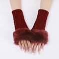 thumbnail image 4 of GZEFJRQM Winter Gloves Knitted Fingerless Gloves for Women Cold Weather Warm Gloves Windproof Elastic Thermal Texting Gloves with Fur Guantes Christmas Gifts, 4 of 5