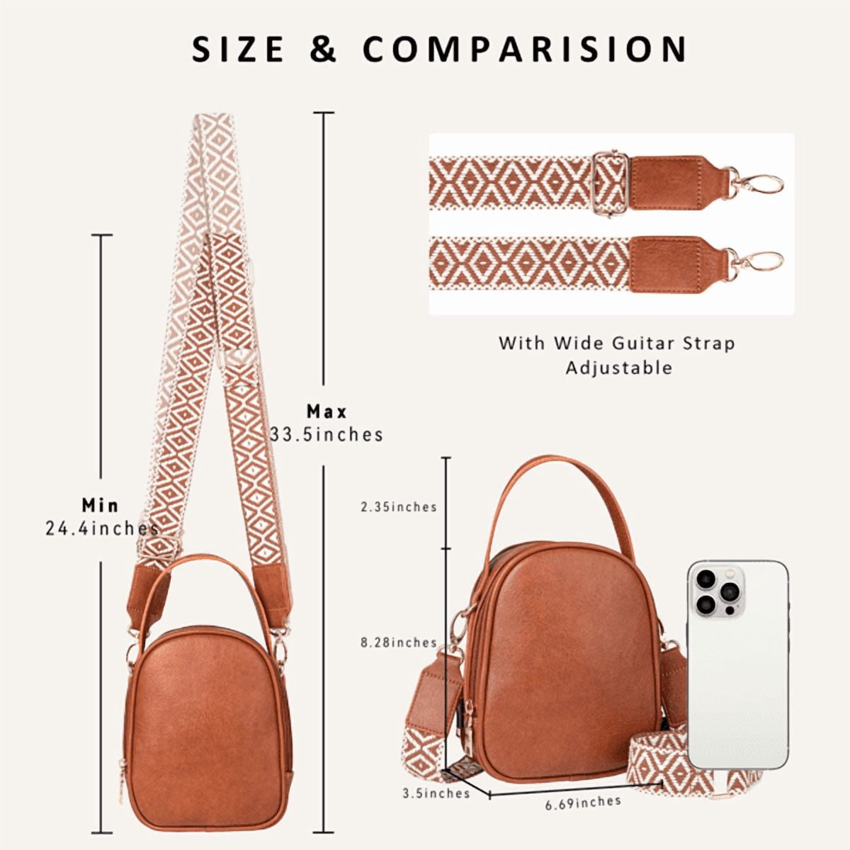 Olurrisa Small Crossbody Bag for Women with Handle and Adjustable Strap, Cell Phone Purse Cross body with 2 Zipper Pockets-Brown