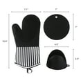 thumbnail image 7 of Oven Mitts and Pot Holders Sets of 6, Heat Resistant Kitchen Oven Gloves Sets with Non-Slip Silicone for Kitchen Black Vertical Stripes 10.9x7.1inch, 7 of 7