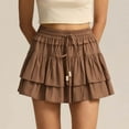 thumbnail image 5 of YUTK Women's Summer Flowy Mini Skorts High Waist Ruffle Tiered Casual Cute Boho Short Beach Skirts Built-in Shorts Brown S-Xl, 5 of 9