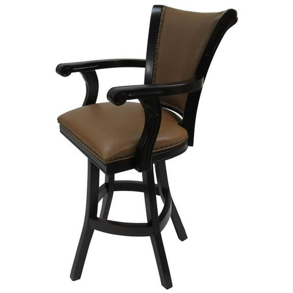 Tobias Designs Caribbean 34" Swivel Wood Extra Tall Bar Stool in Avanti Bronze
