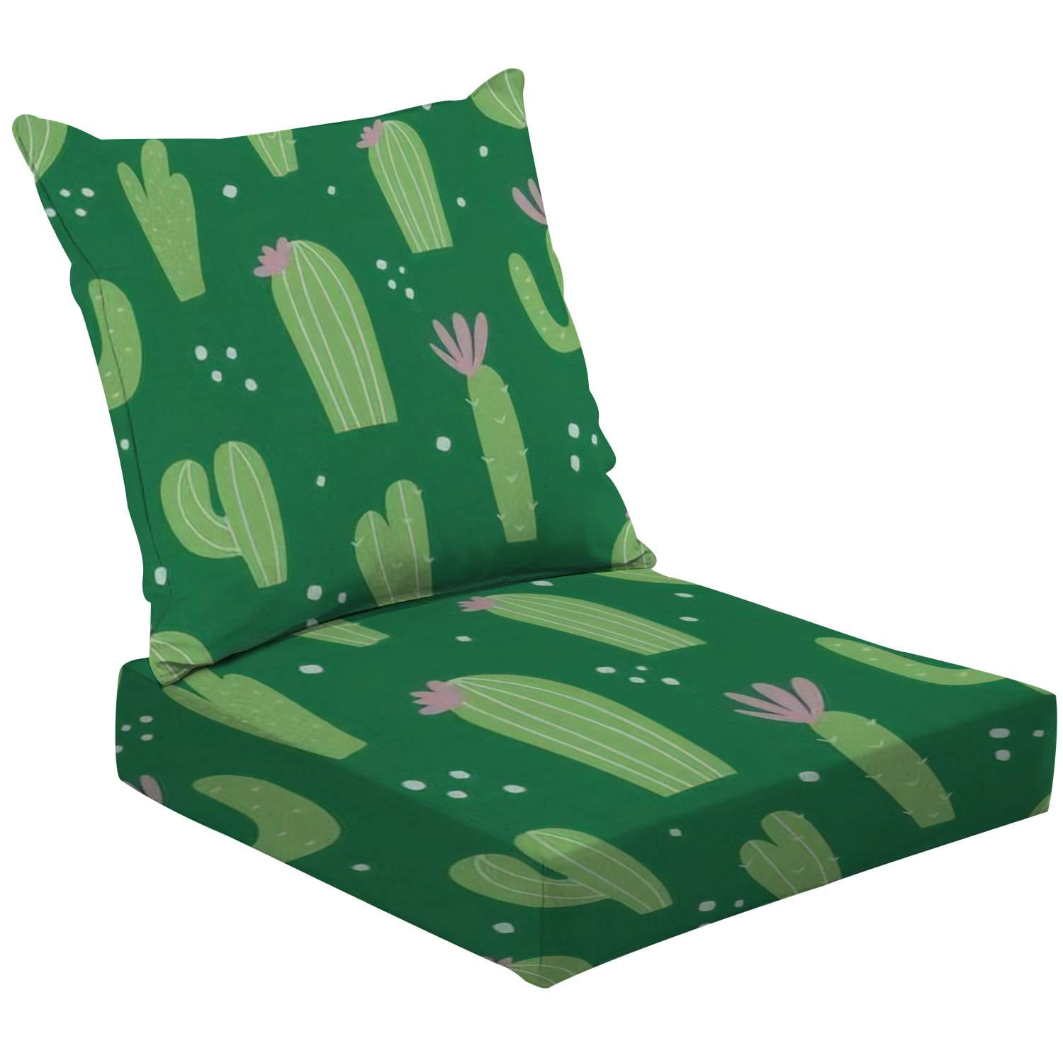 2Piece Deep Seating Cushion Set Cute seamless with cactus and abstract with house plants
