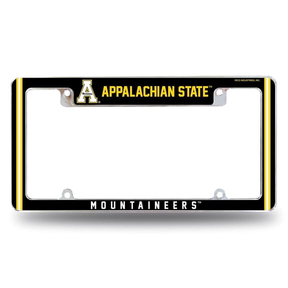 Appalachian State NCAA Mountaineers Chrome Metal License Plate Frame with Full Frame Team Color Graphics