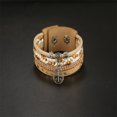 thumbnail image 2 of Pulsera con colgante de flores de moda, brazalete trenzado para mujer, color Beige, 2 of 3