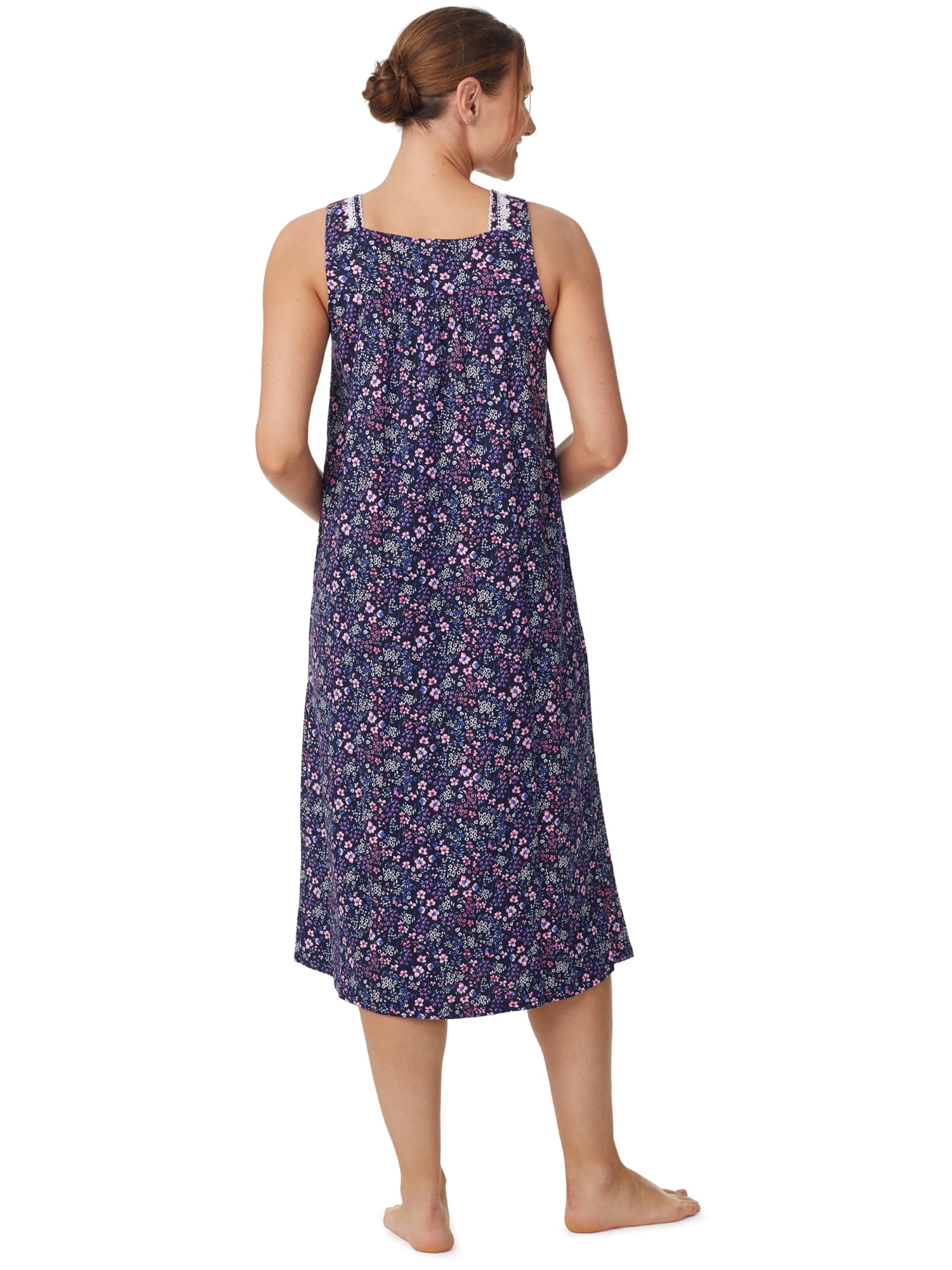Aria Women's Sleeveless Long 100% Cotton Nightgown in 46", Sizes XS to 5X