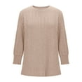 thumbnail image 5 of Womens 3/4 Sleeve Tops Lightweight Knitted Pullover Soft Comfy Womens Crew Neck Blouses Thin Knitted Sweater Casual Pullover Long Sleeve Tops Fall Tees Holiday Essential Clothing, 5 of 6