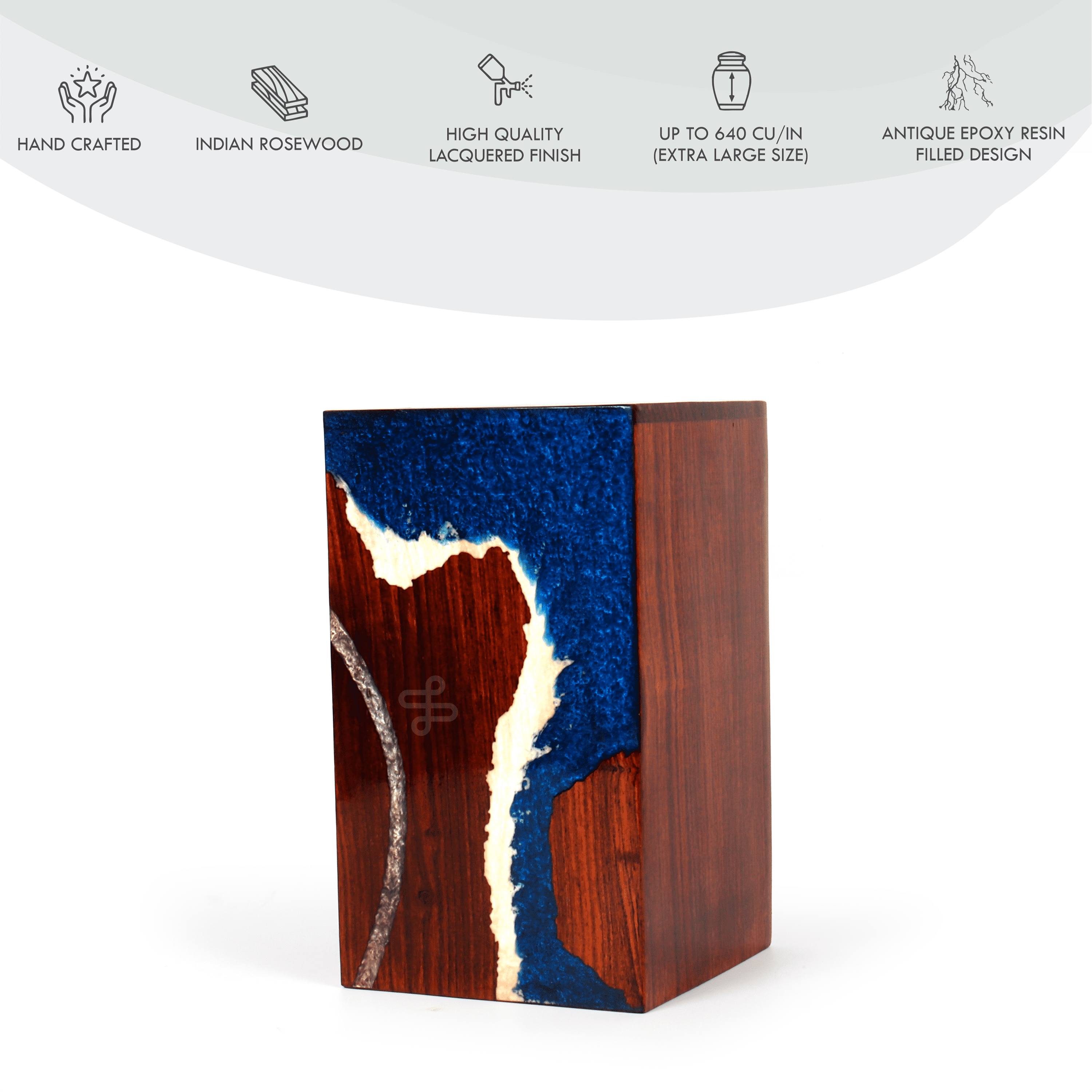 Wooden Cremation Urn for Human and Pet Ashes, Memorial Urn, Burial Urn, Keepsake Urn, Adult Urn with Epoxy Design (Keepsake)