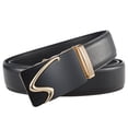 thumbnail image 3 of Men's Leather Belt Automatic Ratchet Buckle Slide Belt for Dress Casual Trim - No Box, 3 of 7