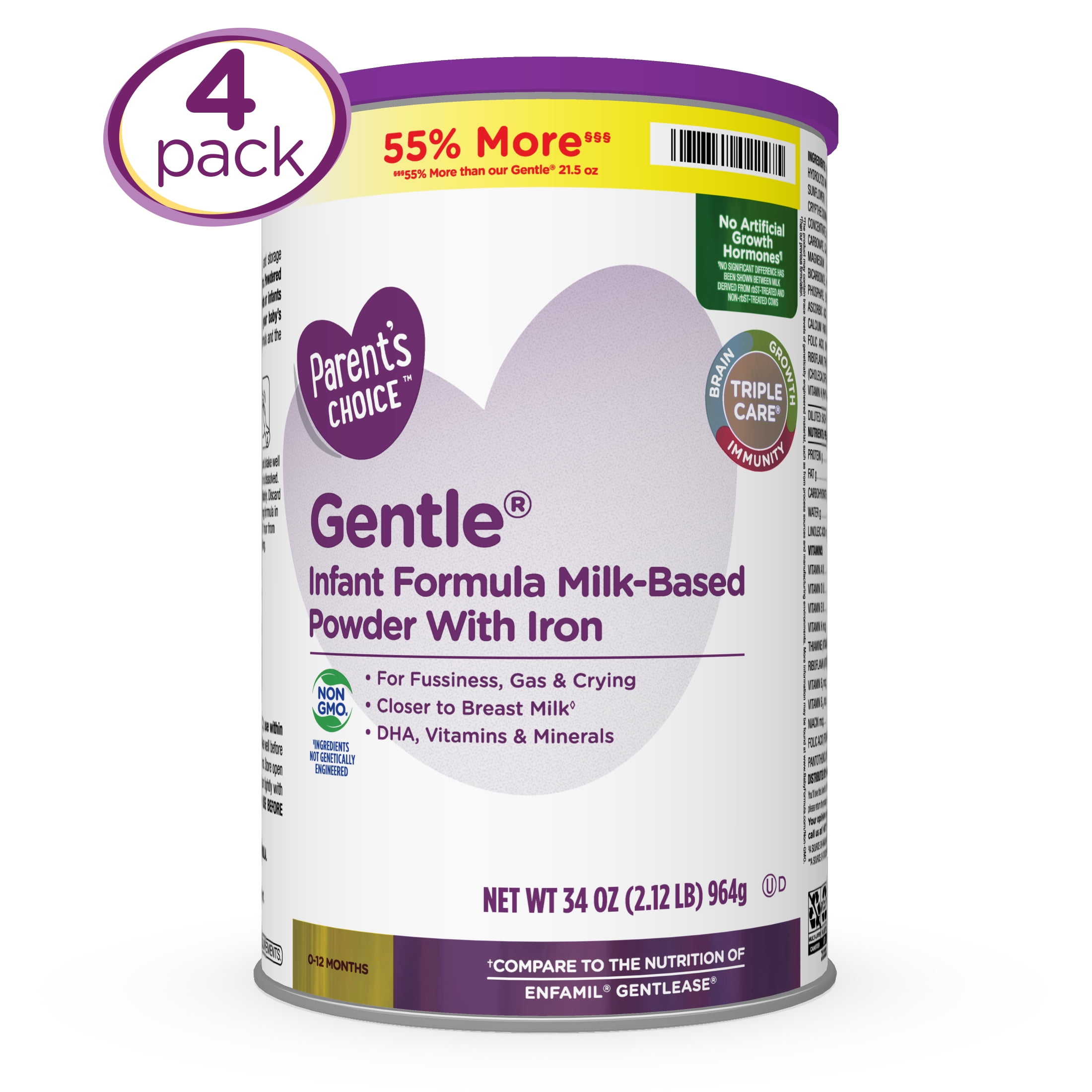 Parent's Choice Gentle Infant Formula MilkBased Powder with Iron, 34