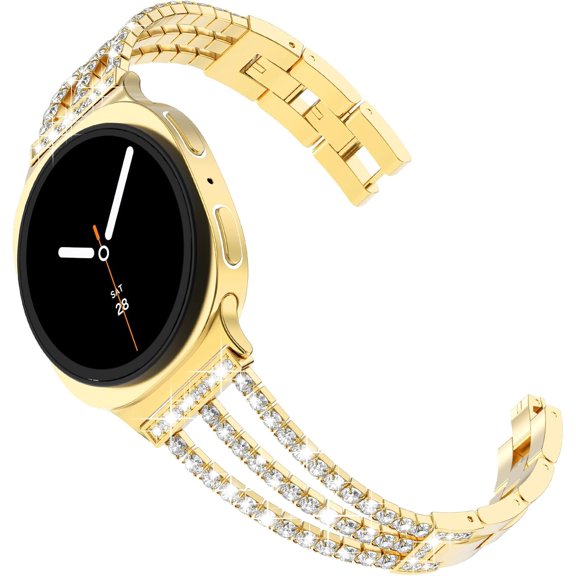 MYKOMI Compatible with Samsung Galaxy Watch 8 Band 40mm 44mm, Galaxy Watch 8 Classic Band 46mm Women Bling Rhinestone Link Bracelet for Galaxy Watch 8