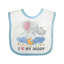 Inktastic I Love My Daddy Cute Elephants with Moon and Stars Boys or Girls Baby Bib