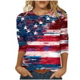 thumbnail image 2 of Frostluinai Chemises pour Femmes Chemises Rouges Blanches et Bleues Manches 3/4 T-Shirts du 4 Juillet Col Rond T-Shirts Graphiques Drapeau Américain Liquidation Offre, 2 of 5