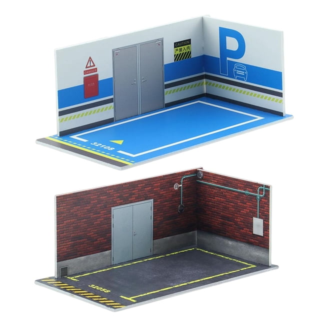 Mini Garaje de Coche Fundido a Presión de 2 Piezas Garaje Subterráneo de Estacionamiento 1/32 Estacionamiento