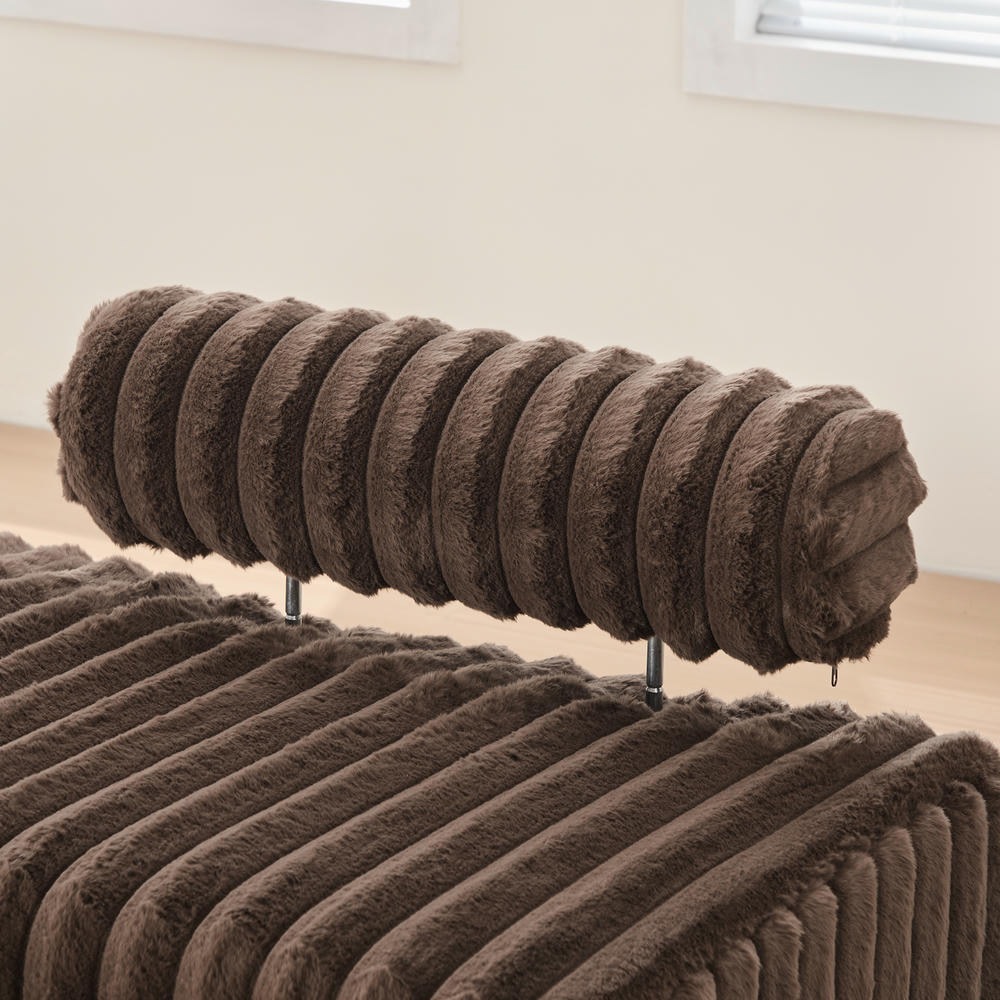 Kadyn 49.6" Small Loveseat with 4-Seater Small Sofa End of Bed Bench Window Ottoman Footrest and Adjustable Back, Loveseat Sofa for Living Room, Bedroom, Hallway, Small Space, Brown
