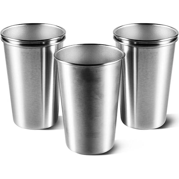 Januofit 5 Pack 16 Ounce Stainless Steel Pint Cups Shatterproof Cup Tumblers Unbreakable Metal Drinking Glasses for Bar, Home, Restaurant