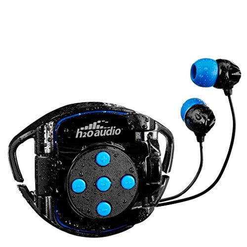 Sweatproof H2O Audio Surge+ 100% Waterproof Headphones Black/Blue Color Dustproof and Weather Resistant Swim Headphones Perfect for Swimming & Underwater Activities Noise Canceling 